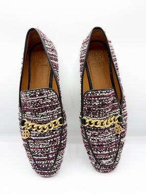 Tory Burch Mini Benton Charm Loafers Tweed Size 8.5